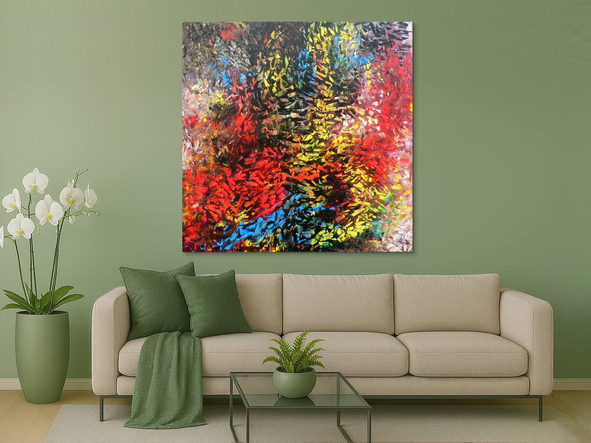 Abstraktes Acrylgemälde modern bunt zeitgenössisch mit vielen Farben