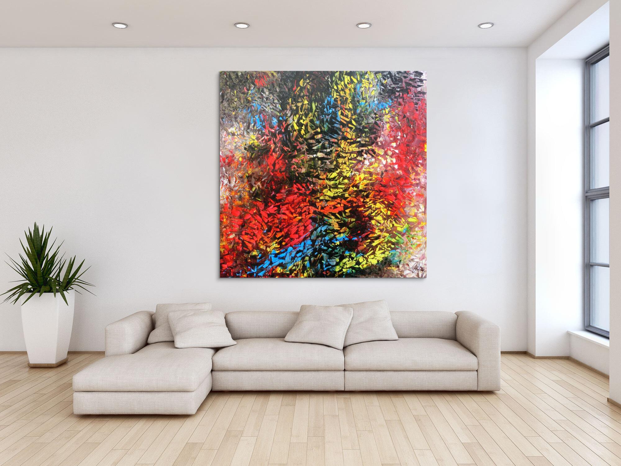 Abstraktes Acrylgemälde modern bunt zeitgenössisch mit vielen Farben