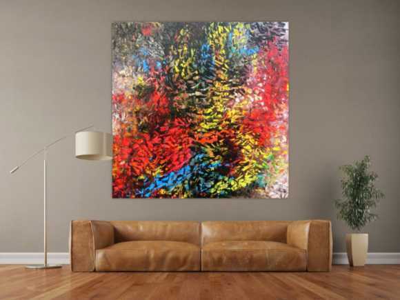 Abstraktes Acrylgemälde modern bunt zeitgenössisch mit vielen Farben