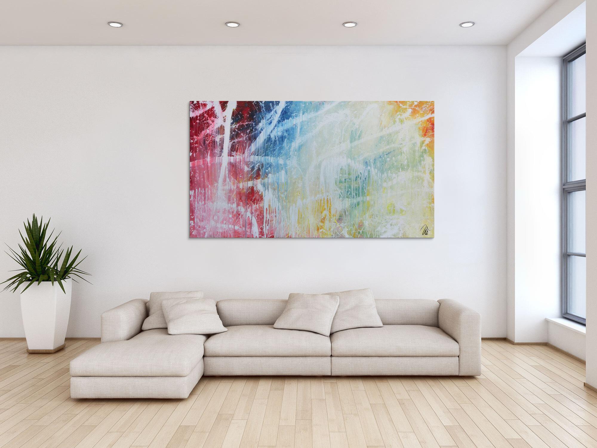 Buntes abstraktes Acrylbild mit hellen Farben modern schlicht