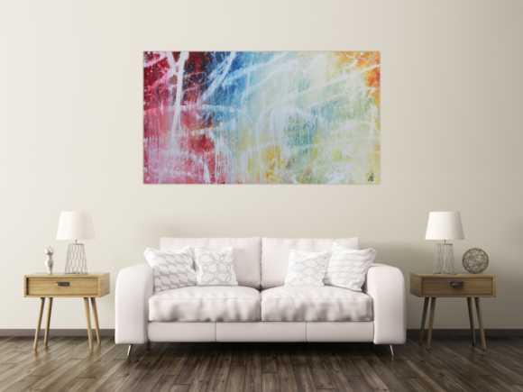 Buntes abstraktes Acrylbild mit hellen Farben modern schlicht