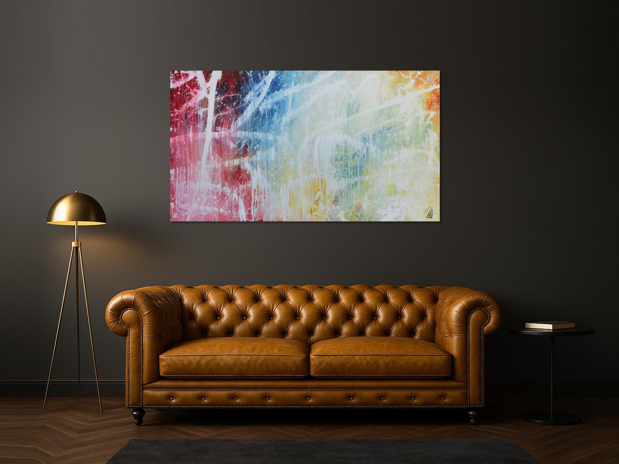 Buntes abstraktes Acrylbild mit hellen Farben modern schlicht