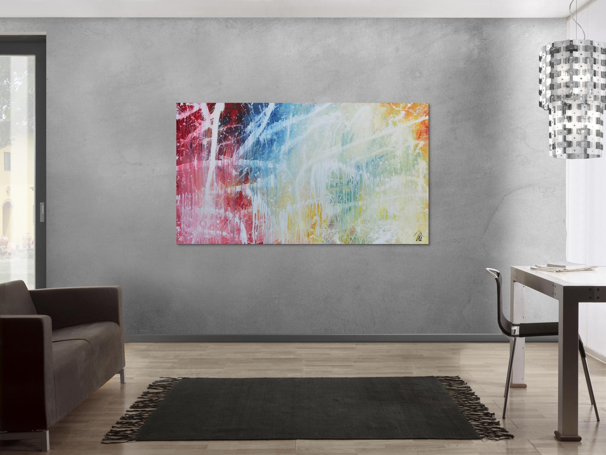 Buntes abstraktes Acrylbild mit hellen Farben modern schlicht