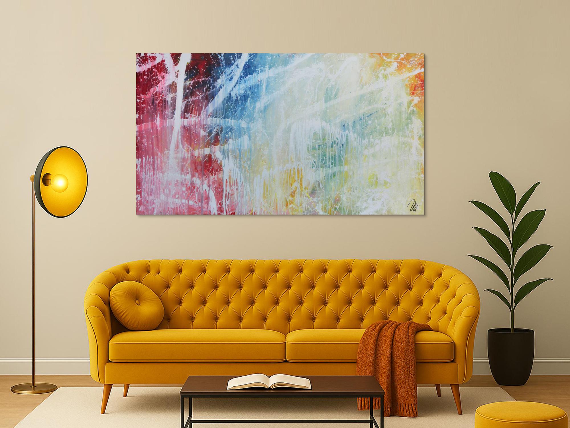 Buntes abstraktes Acrylbild mit hellen Farben modern schlicht