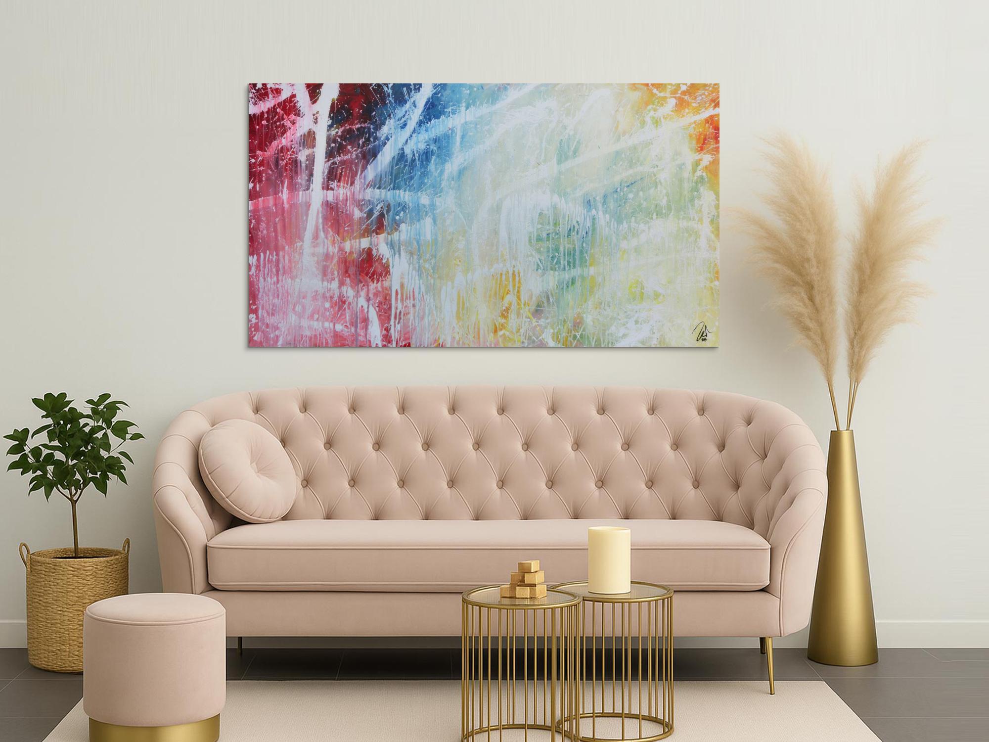 Buntes abstraktes Acrylbild mit hellen Farben modern schlicht