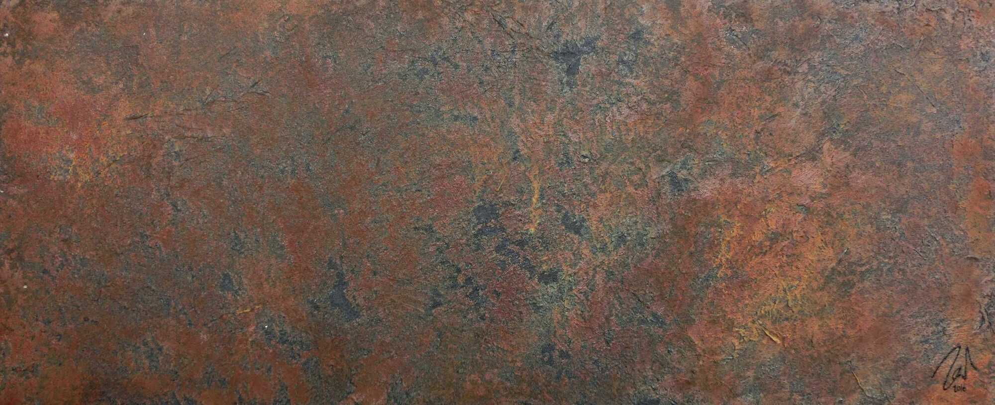 Modernes Gemälde aus echtem Rost schlicht abstrakt in Erdfarben