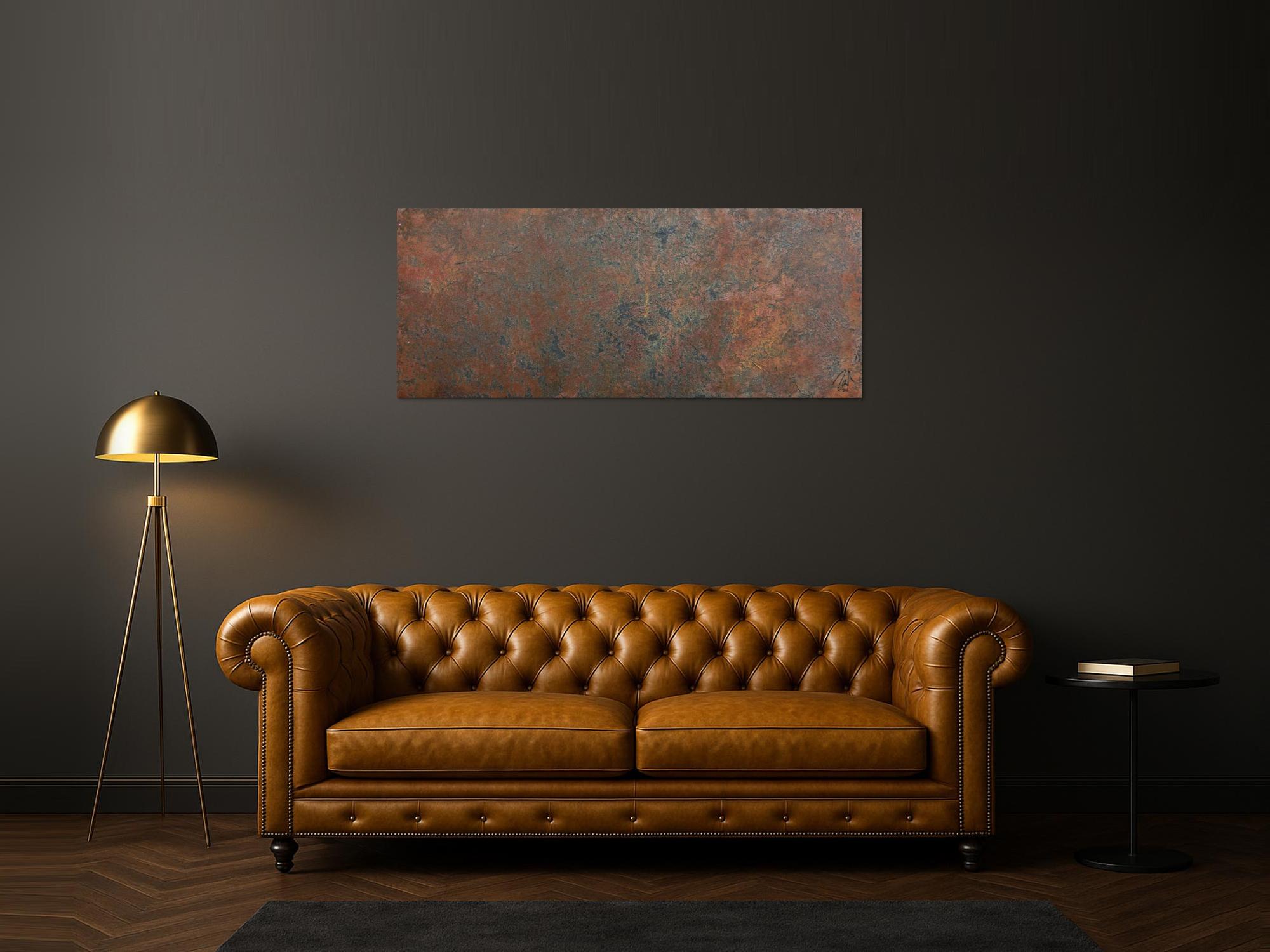 Modernes Gemälde aus echtem Rost schlicht abstrakt in Erdfarben