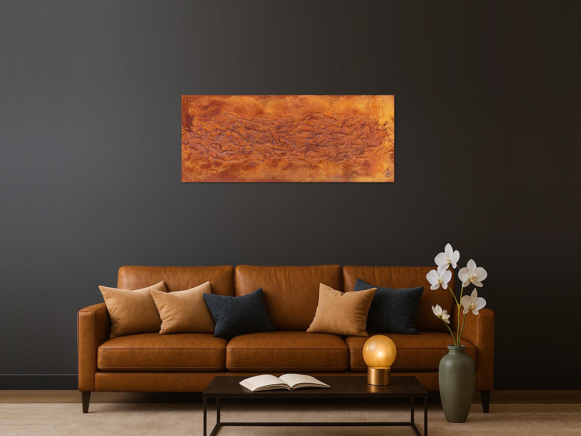 Abstraktes Gemälde aus echtem Rost und starker Struktur sehr modern