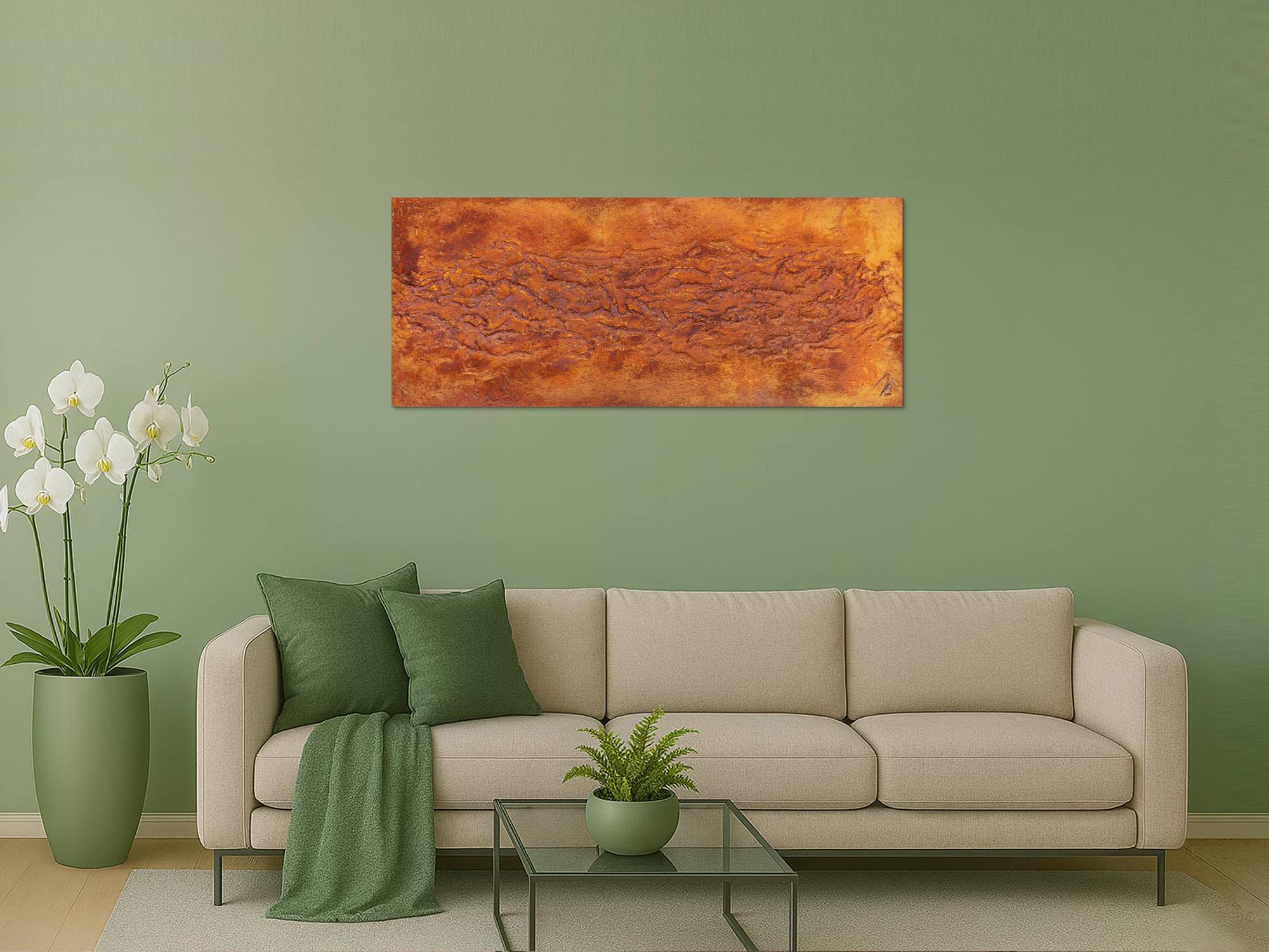 Abstraktes Gemälde aus echtem Rost und starker Struktur sehr modern