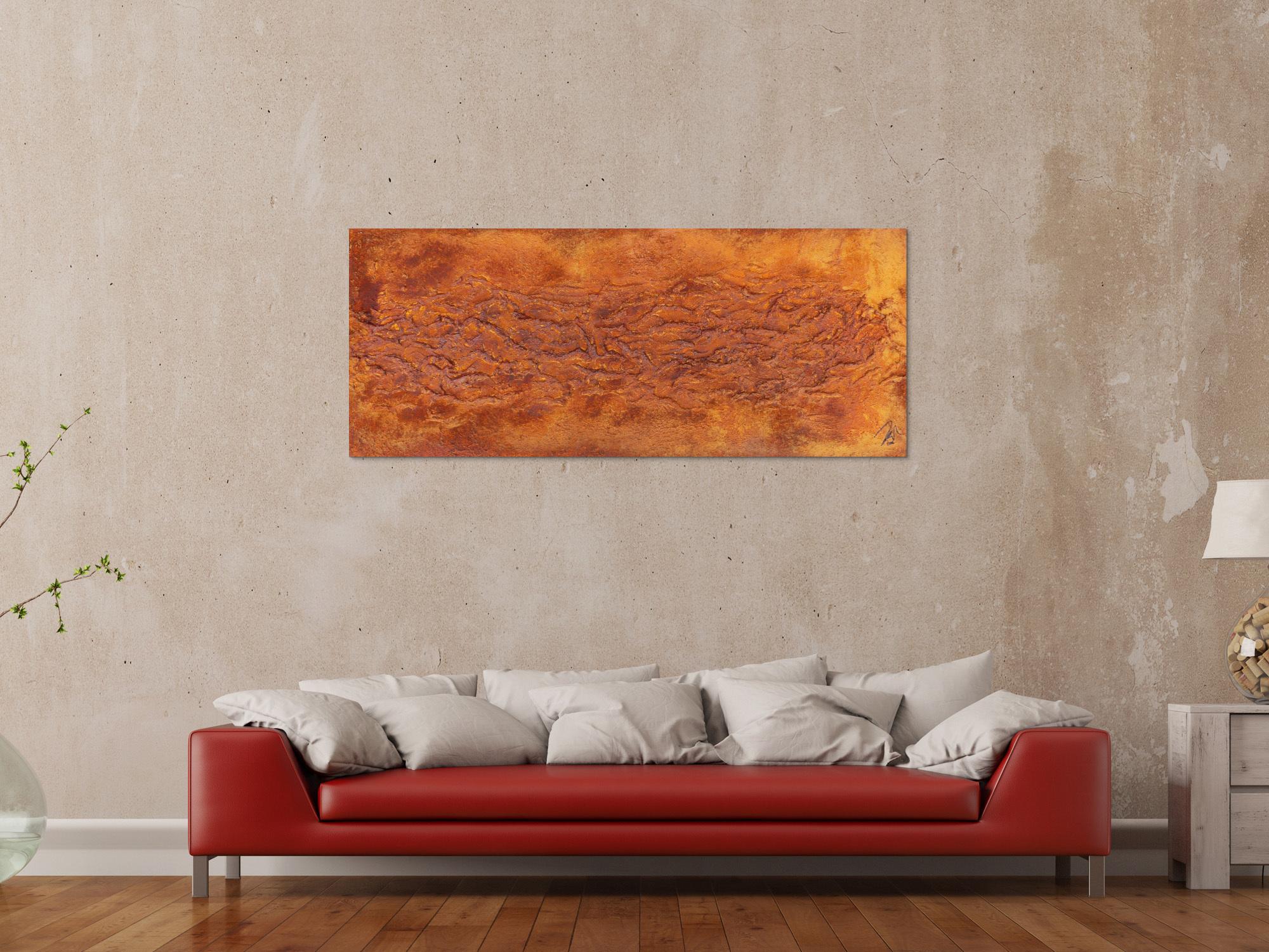 Abstraktes Gemälde aus echtem Rost und starker Struktur sehr modern