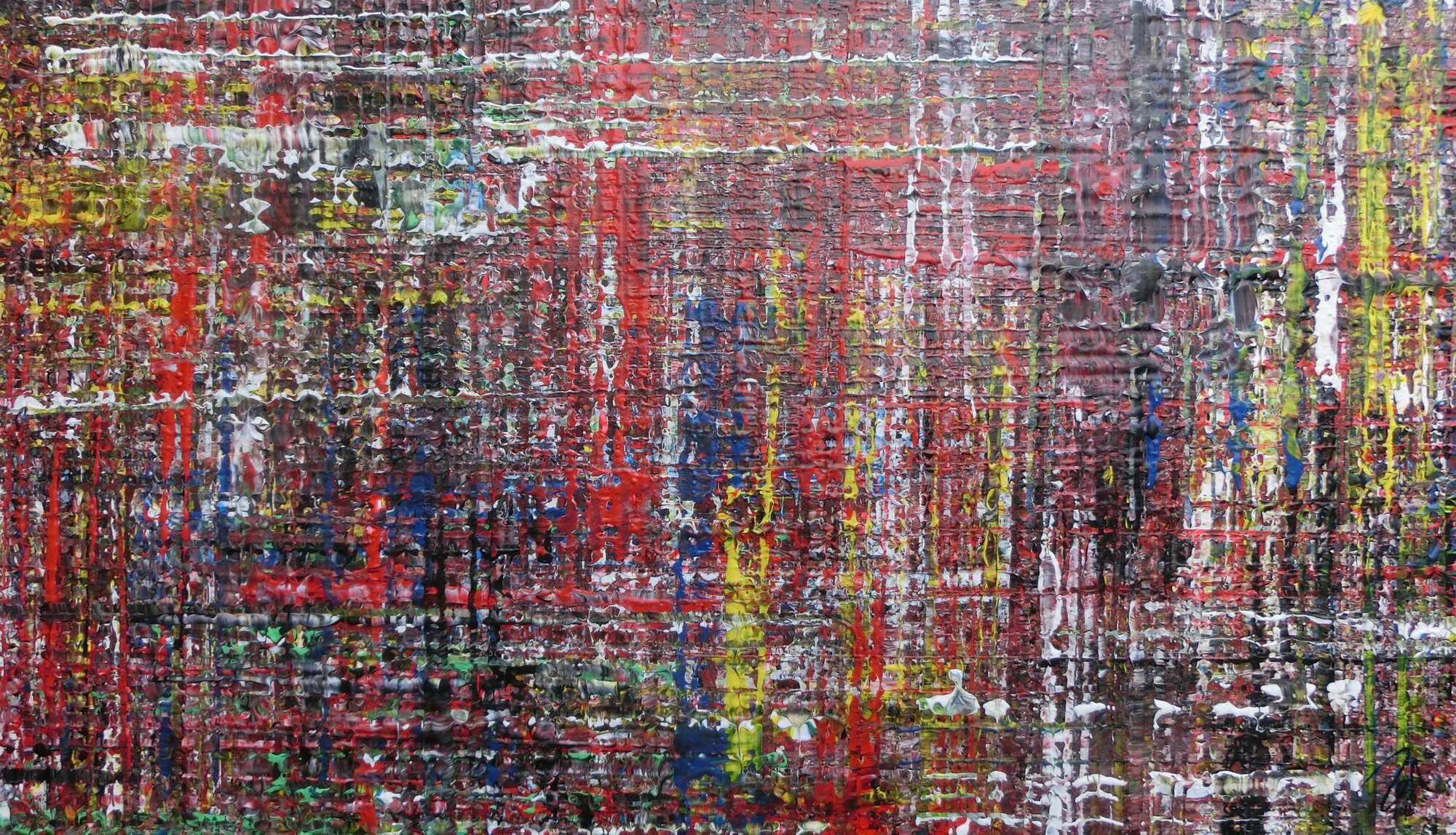 Modernes abstraktes Acrylbild sehr bunt mit Spachteltechnik