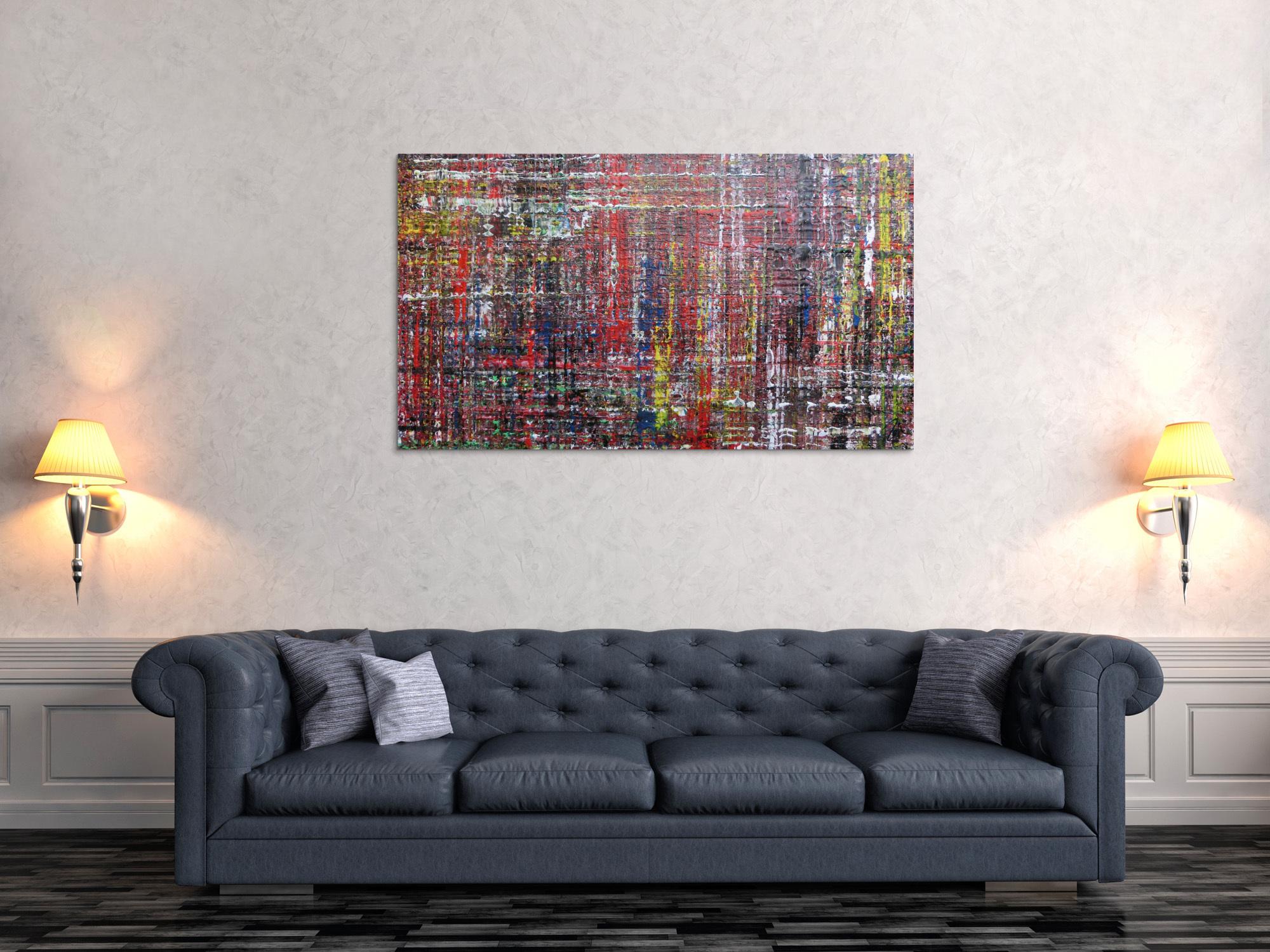 Modernes abstraktes Acrylbild sehr bunt mit Spachteltechnik