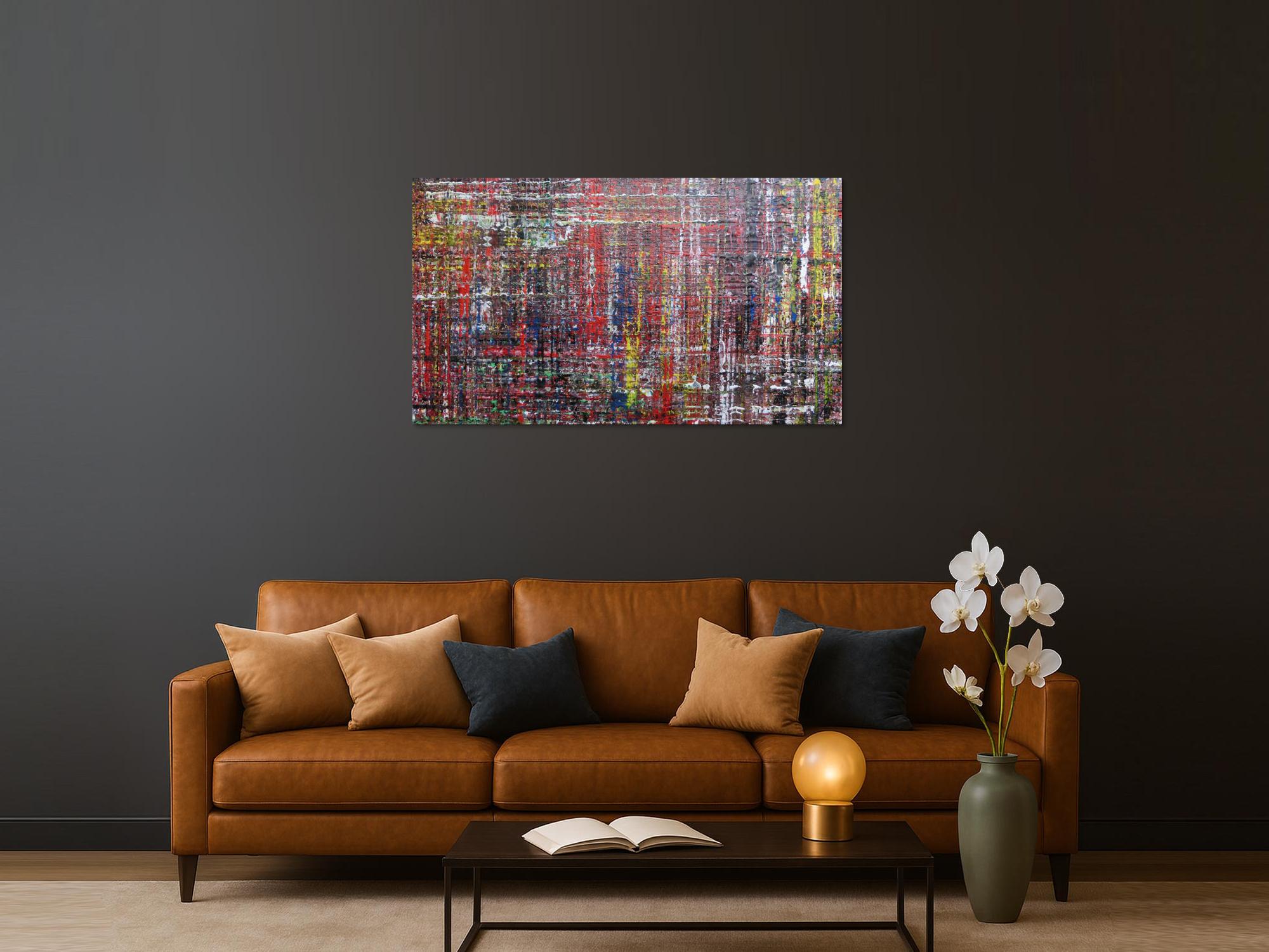 Modernes abstraktes Acrylbild sehr bunt mit Spachteltechnik