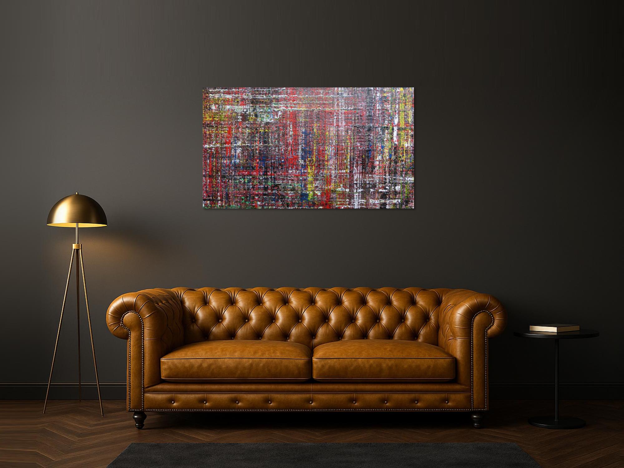 Modernes abstraktes Acrylbild sehr bunt mit Spachteltechnik