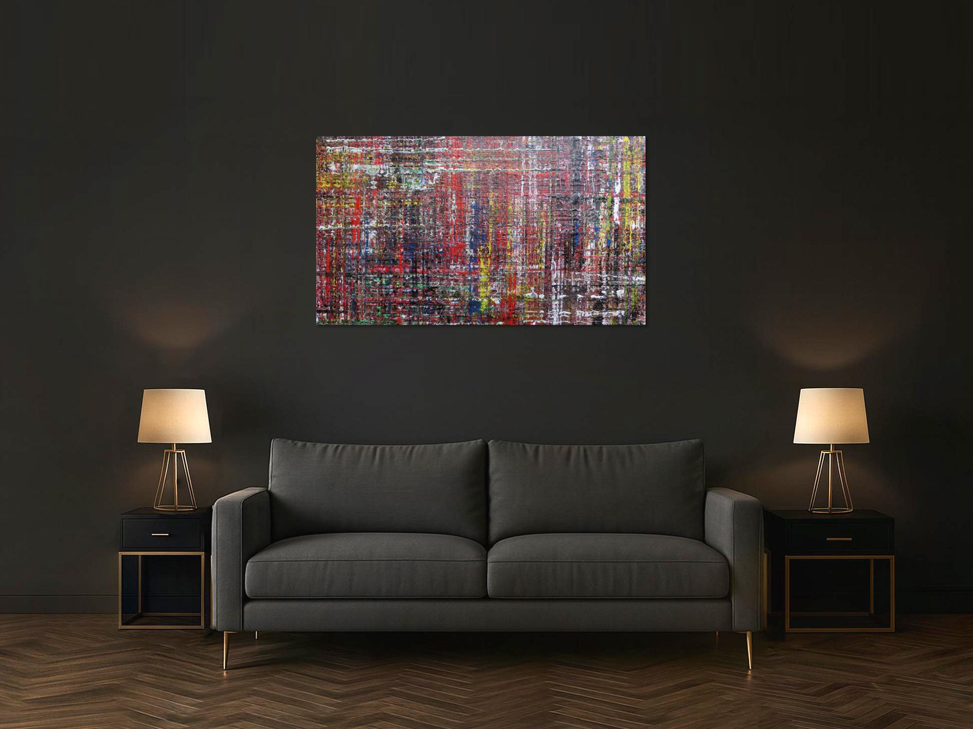 Modernes abstraktes Acrylbild sehr bunt mit Spachteltechnik