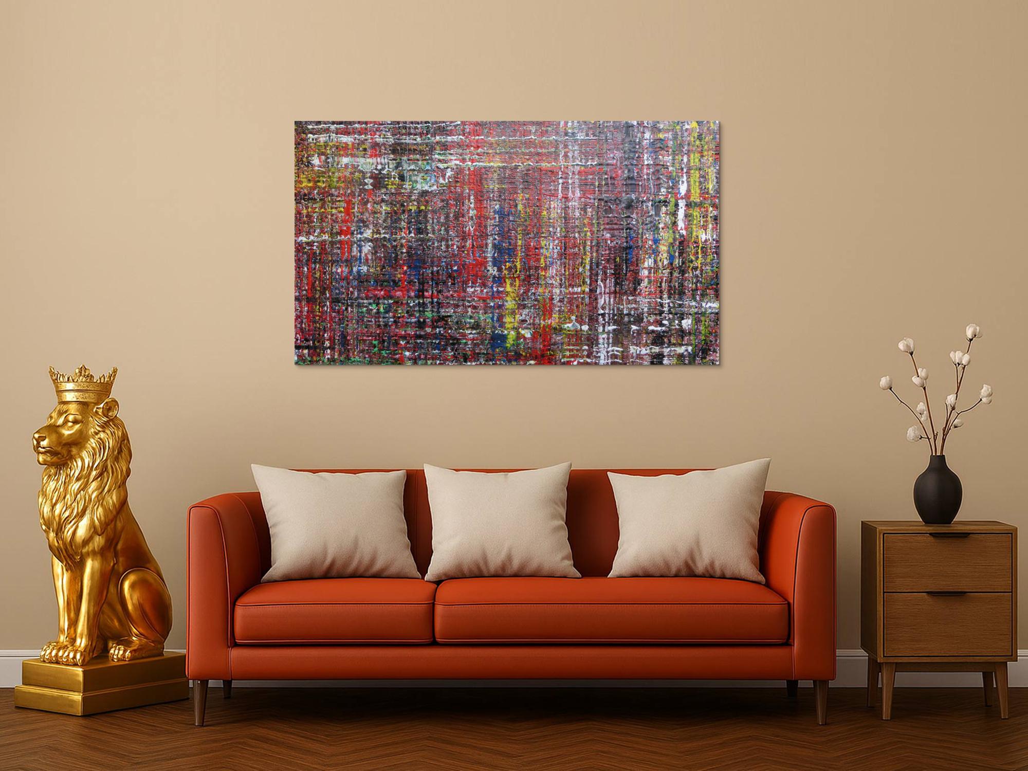 Modernes abstraktes Acrylbild sehr bunt mit Spachteltechnik