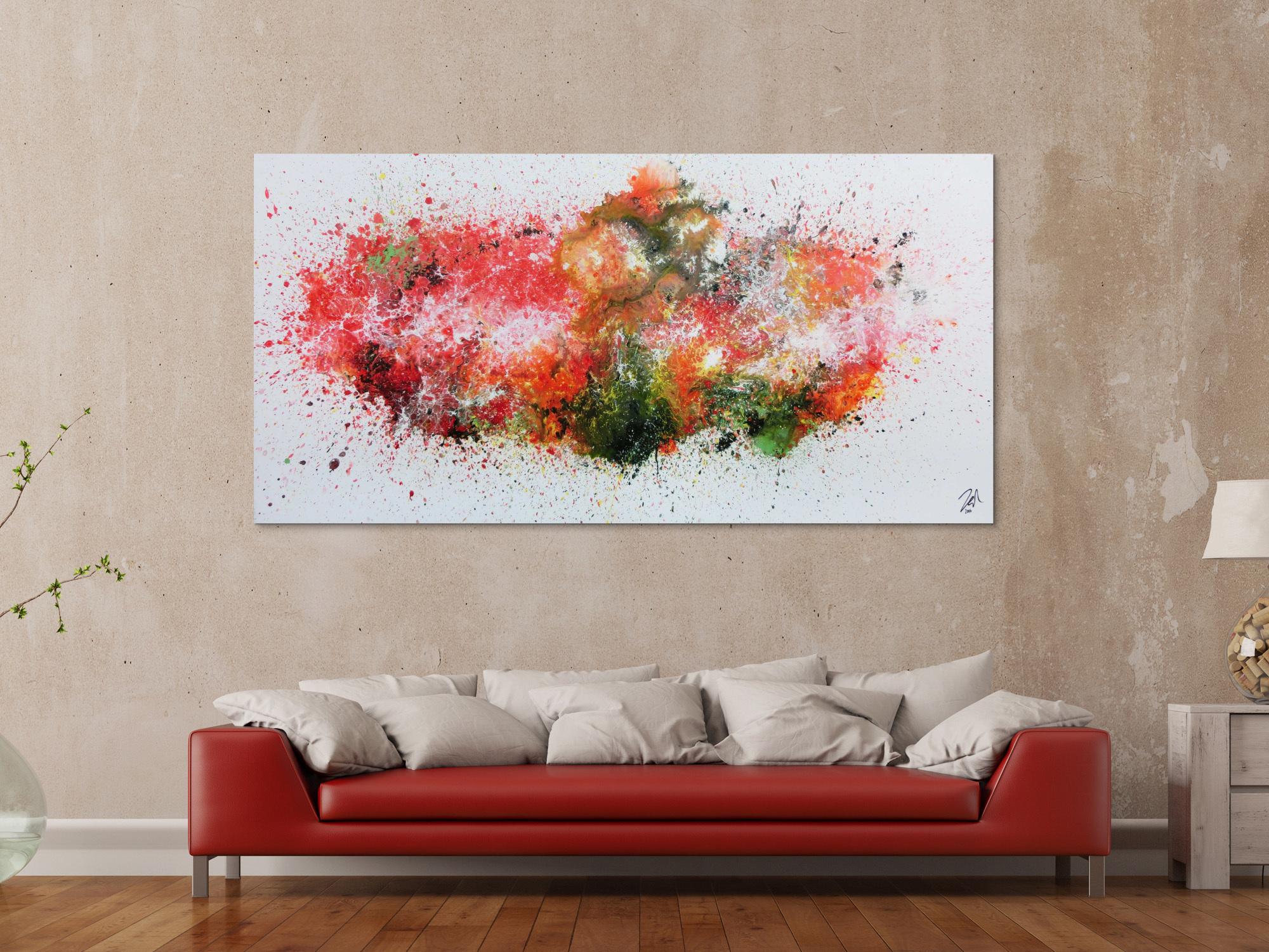 Buntes abstraktes Acrylgemälde modern und zeitgenössisch explosion der Farben