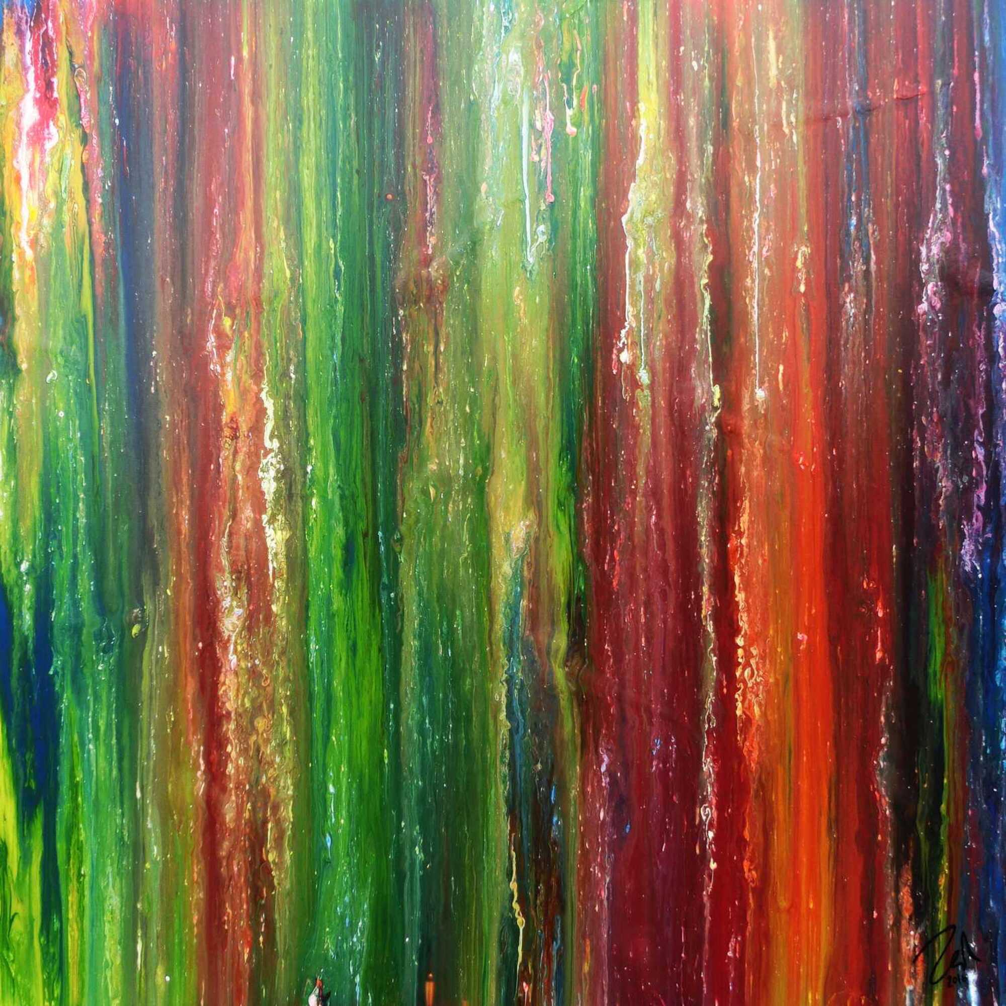 Modernes Acrylbild sehr abstrakt und bunt viele Farben