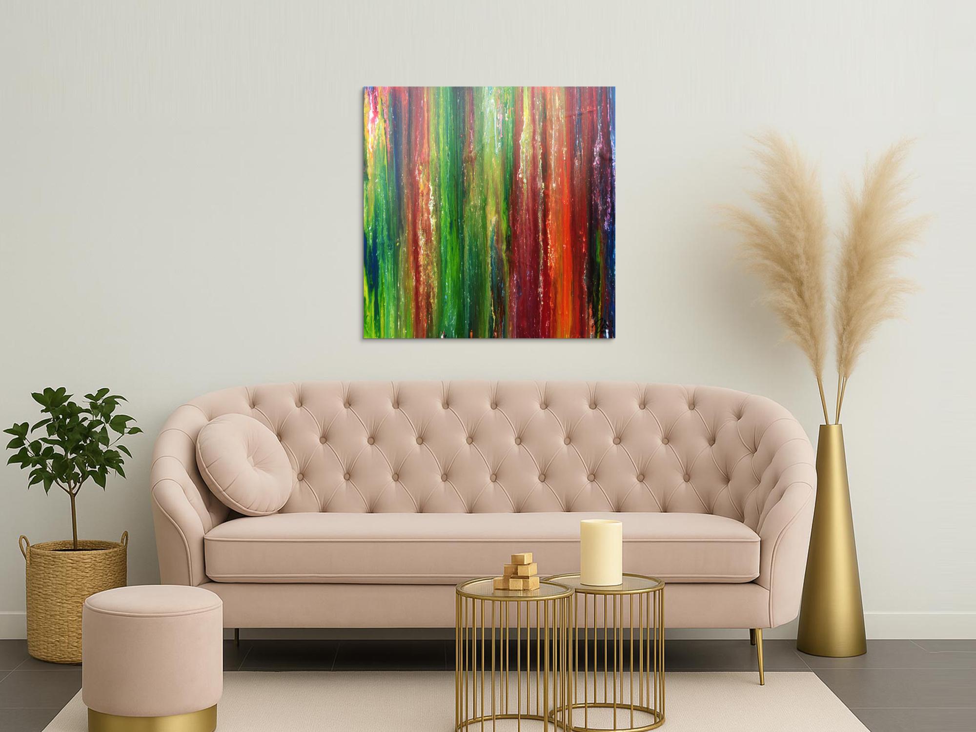 Modernes Acrylbild sehr abstrakt und bunt viele Farben