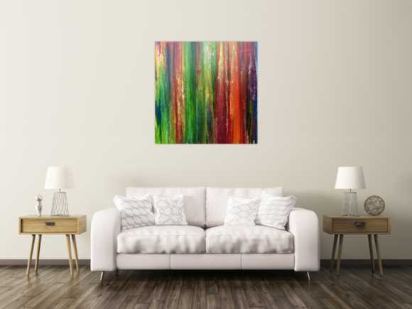 Modernes Acrylbild sehr abstrakt und bunt viele Farben
