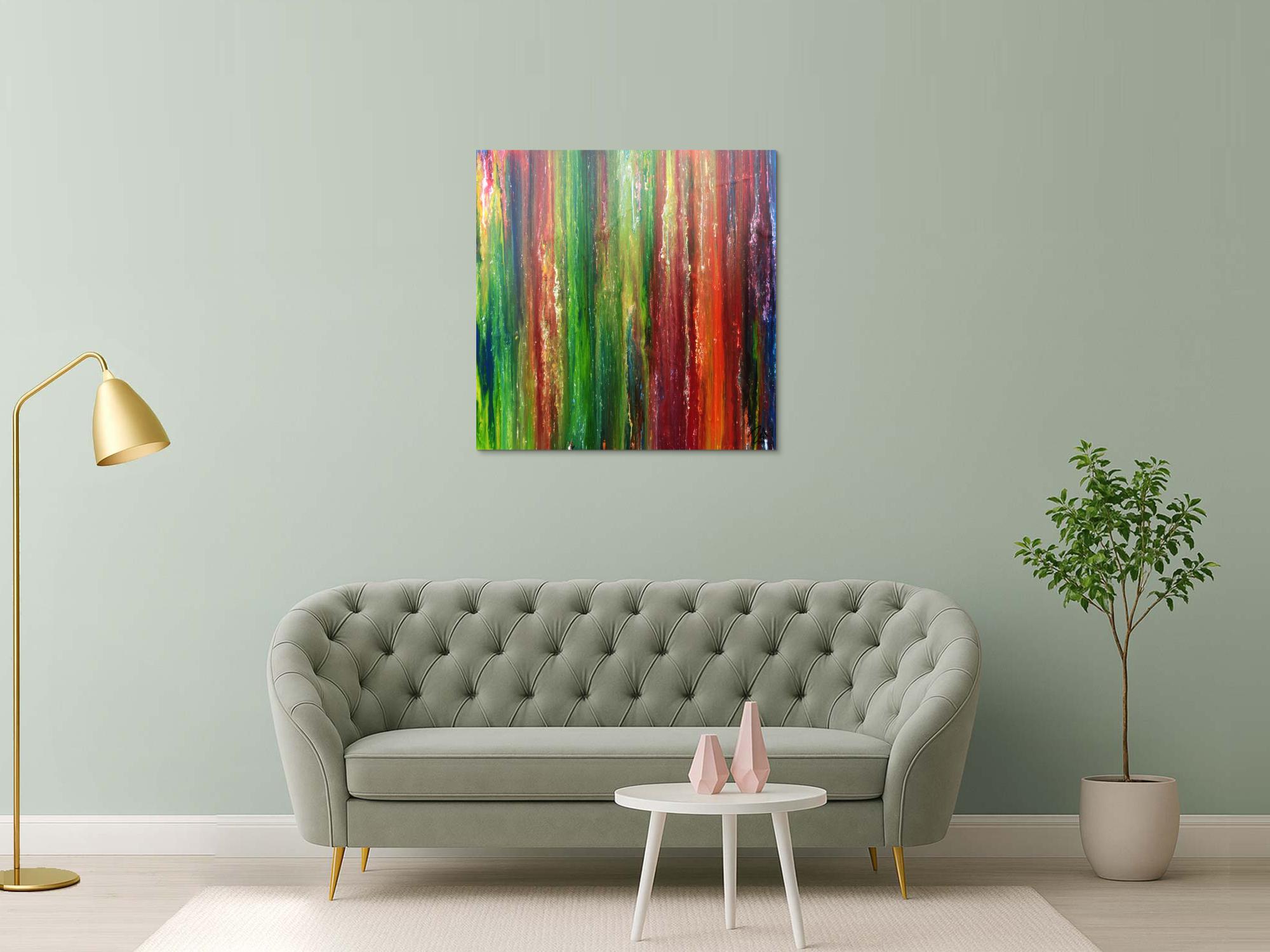 Modernes Acrylbild sehr abstrakt und bunt viele Farben