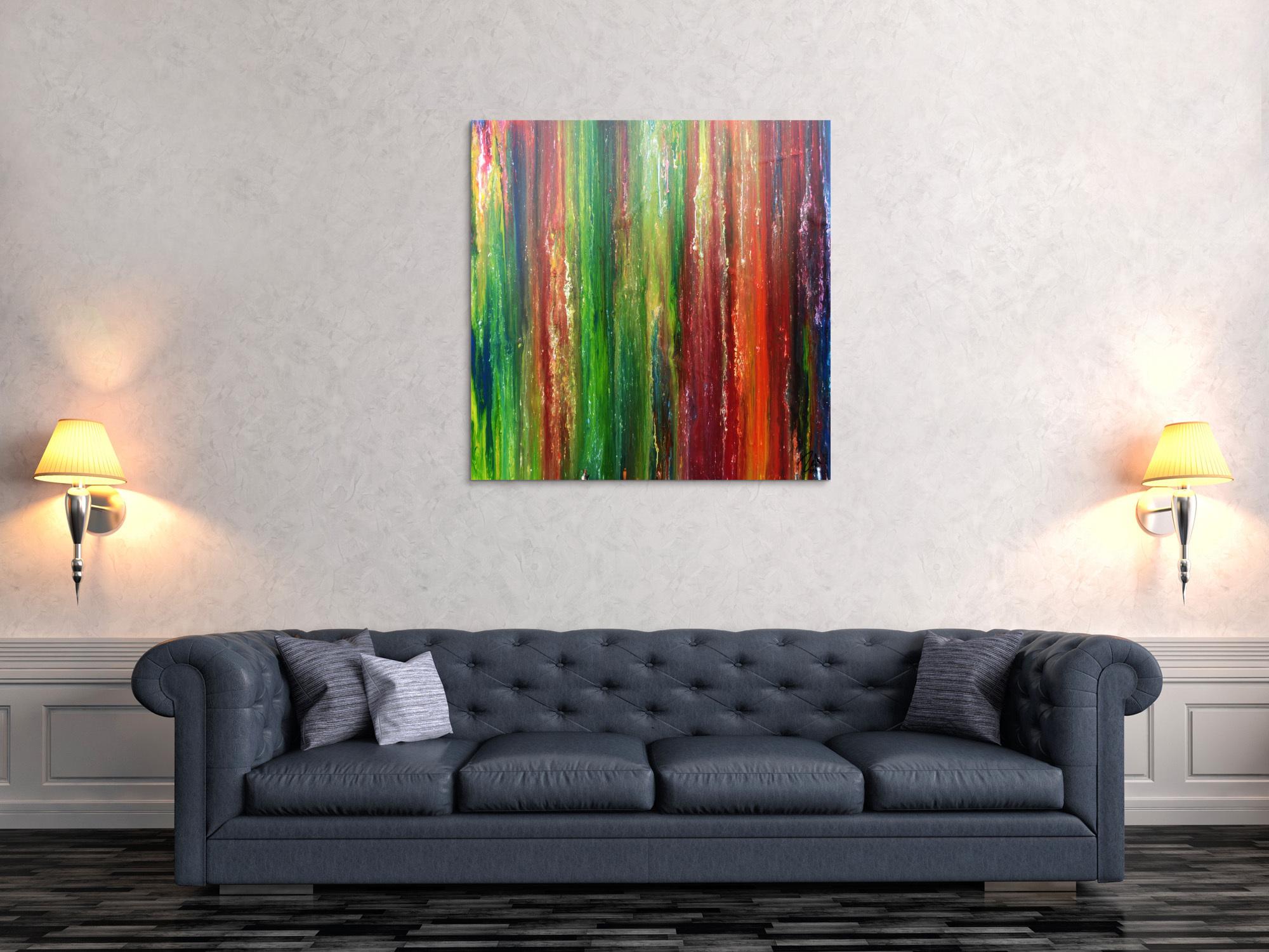 Modernes Acrylbild sehr abstrakt und bunt viele Farben