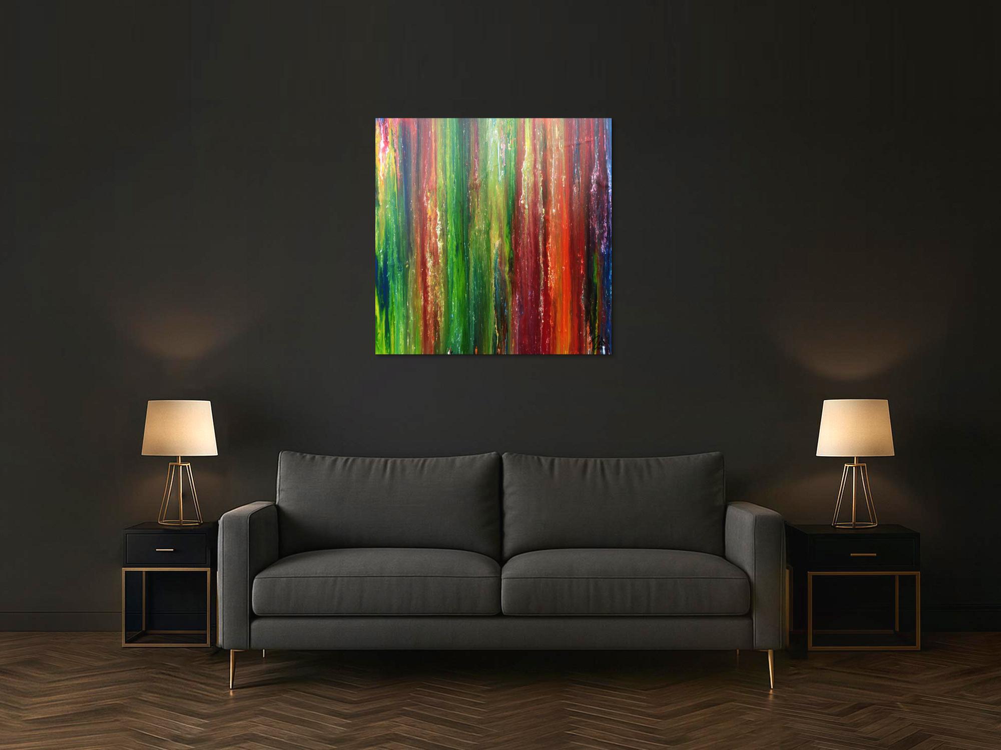 Modernes Acrylbild sehr abstrakt und bunt viele Farben