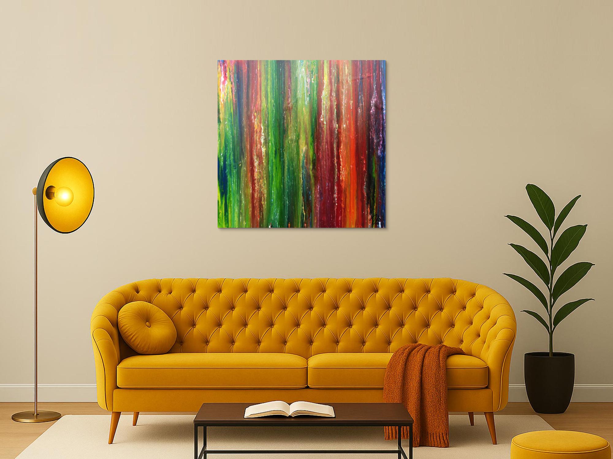 Modernes Acrylbild sehr abstrakt und bunt viele Farben