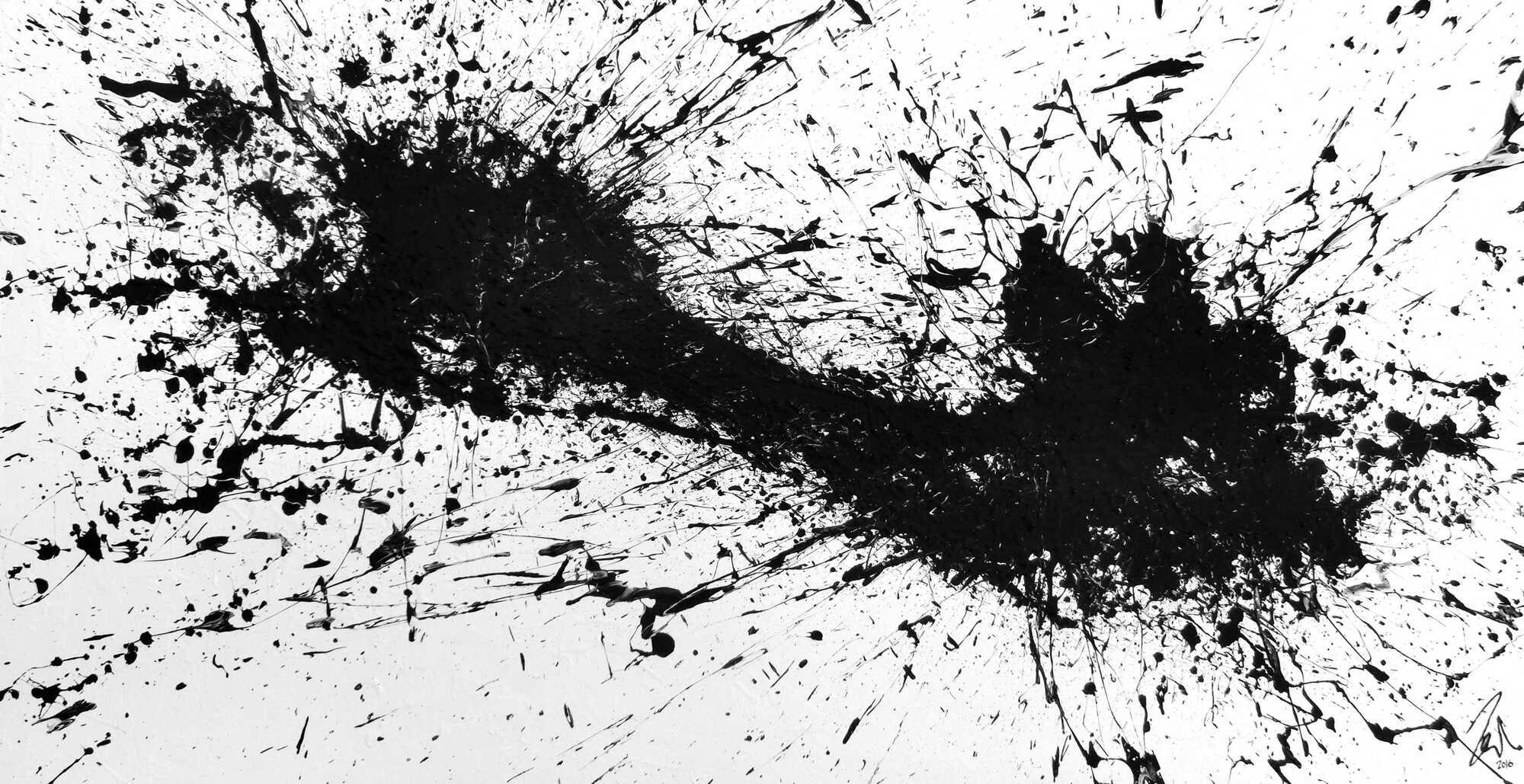 Abstraktes Acrylbild minimalistisch in schwarz weiß