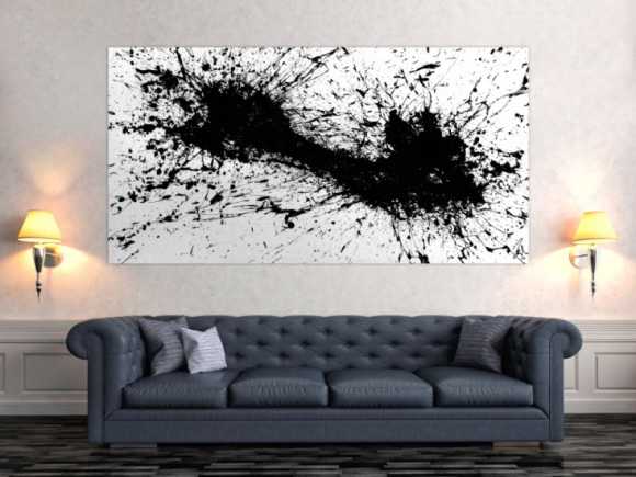 Abstraktes Acrylbild minimalistisch in schwarz weiß