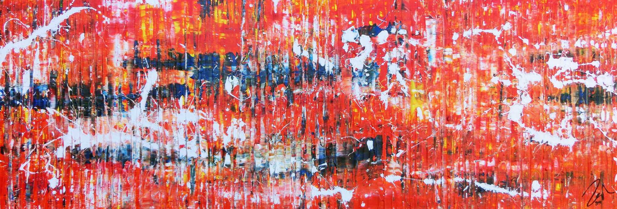 Modernes Acrylgemälde Spashstyle Acrtionpaiting in orange