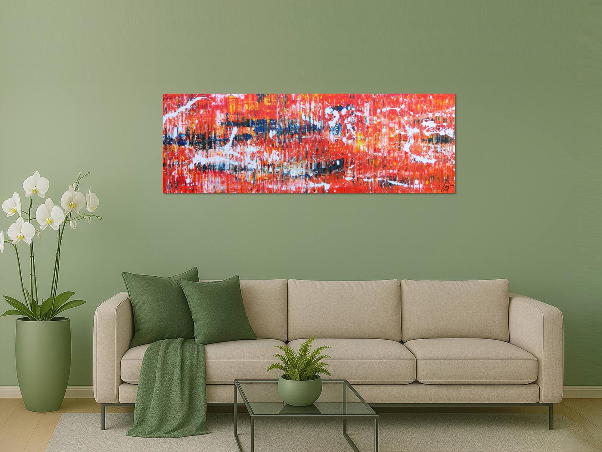 Modernes Acrylgemälde Spashstyle Acrtionpaiting in orange