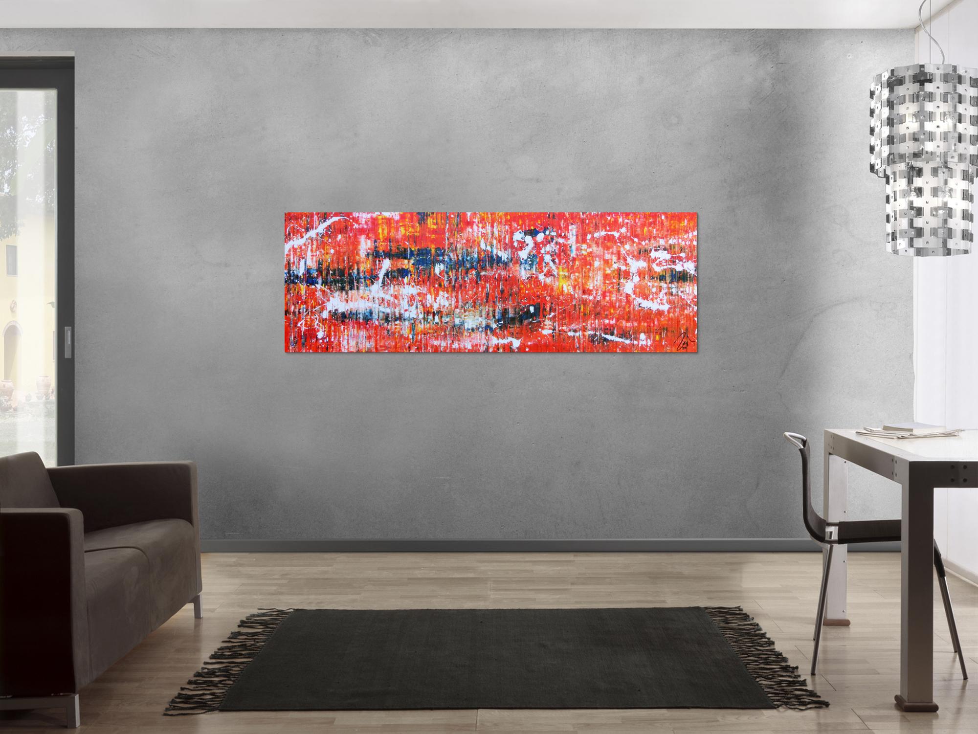 Modernes Acrylgemälde Spashstyle Acrtionpaiting in orange