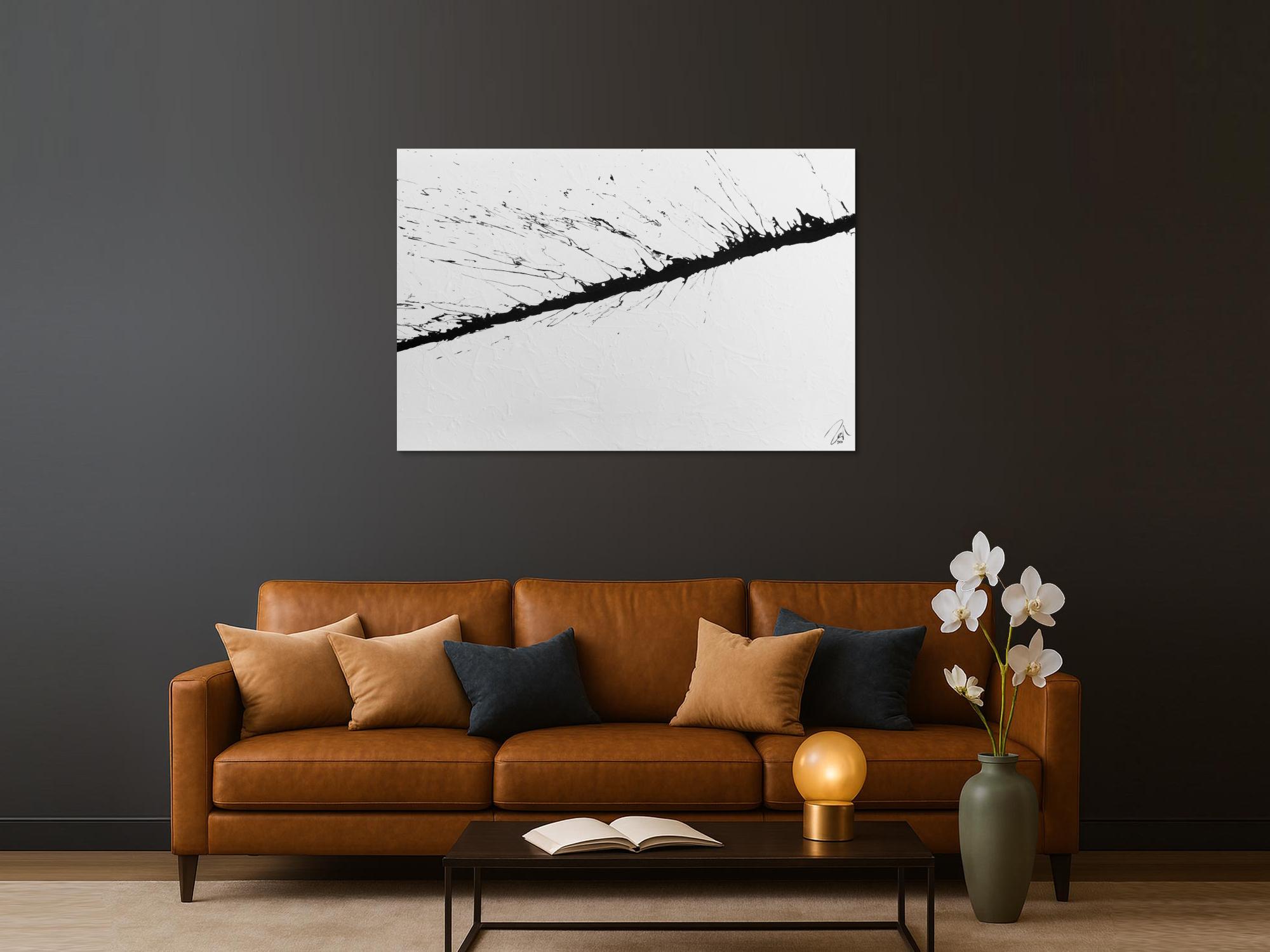 Minimalitstisches Gemälde aus Acryl abstrakt modern in schwarz weiß