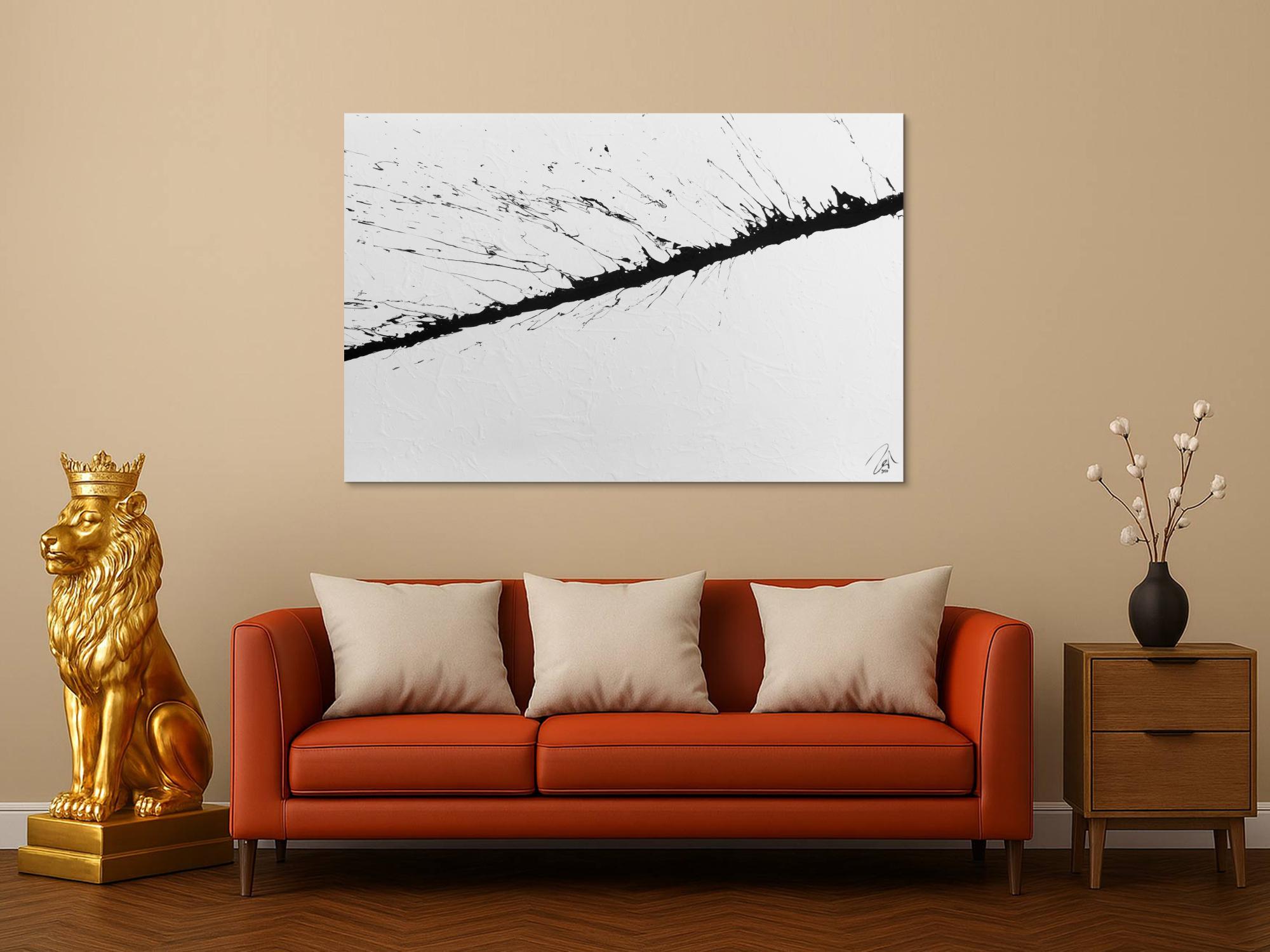 Minimalitstisches Gemälde aus Acryl abstrakt modern in schwarz weiß