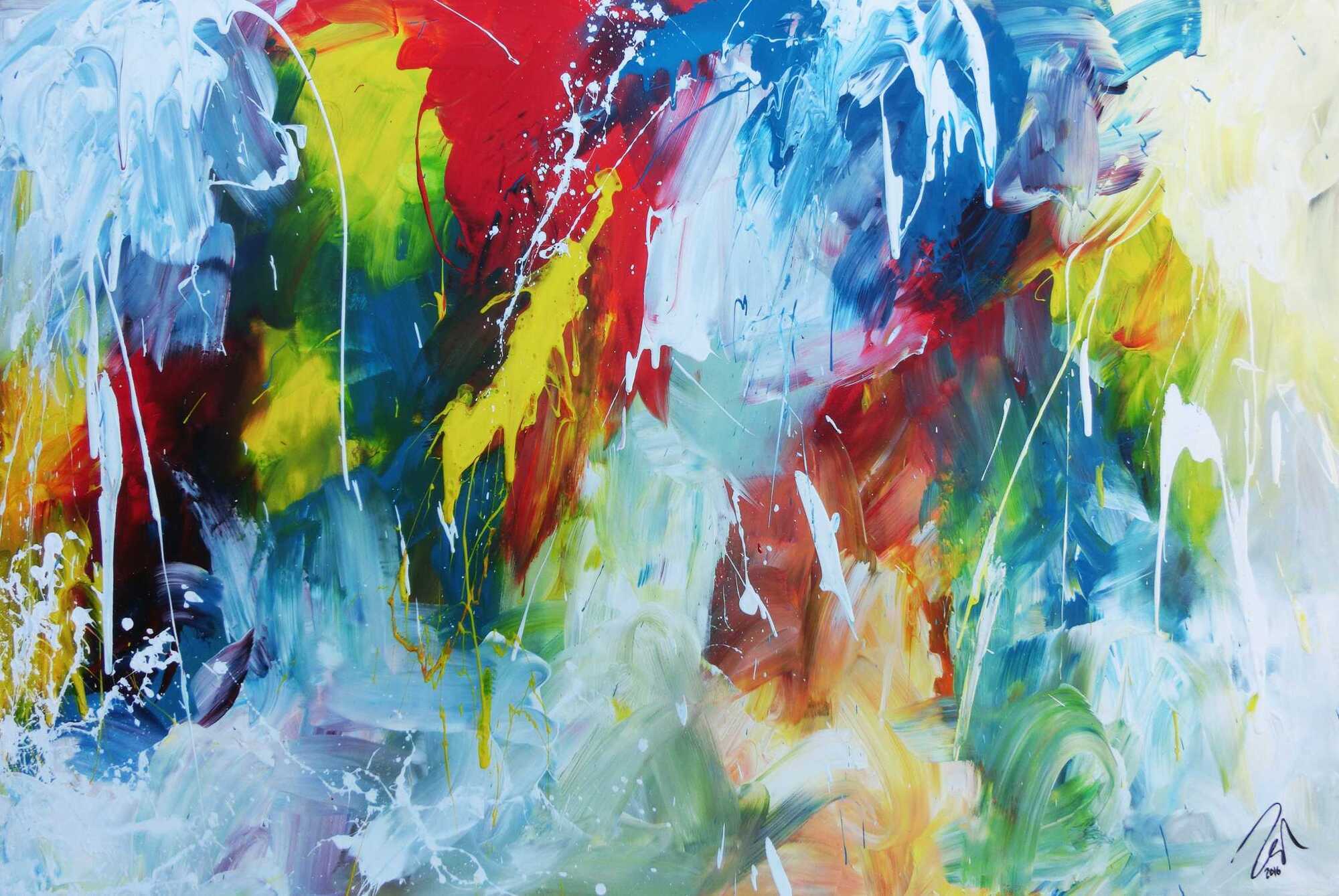 Modernes buntes Acrylbild abstrakt modern viele Farben