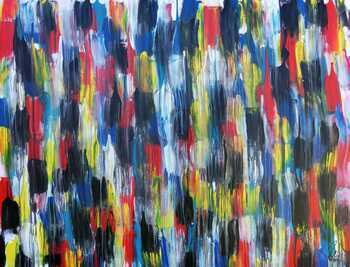 Buntes Acrylbild modern abstrakt viele Farben rot blau gelb