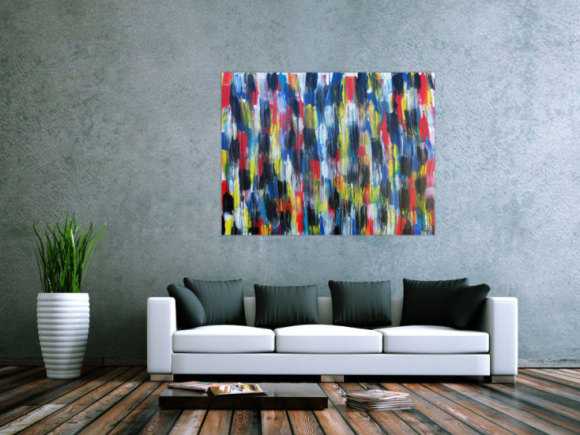 Buntes Acrylbild modern abstrakt viele Farben rot blau gelb