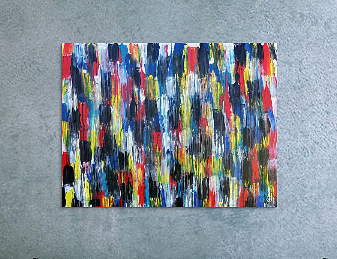 Abstraktes Kunstwerk in Rot und Orange