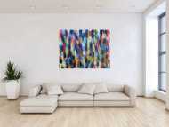 Buntes Acrylbild modern abstrakt viele Farben rot blau gelb