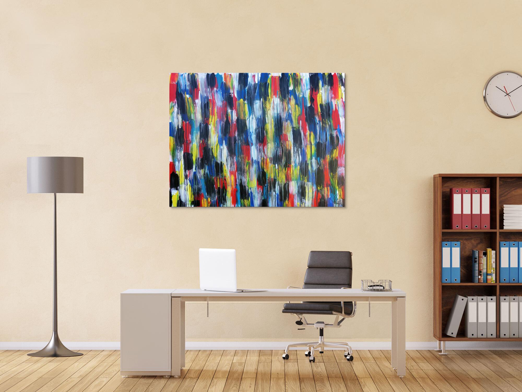 Buntes Acrylbild modern abstrakt viele Farben rot blau gelb