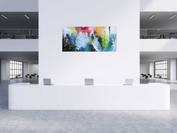 Sehr abstraktes modernes Acrylgemälde mit vielen bunten Farben