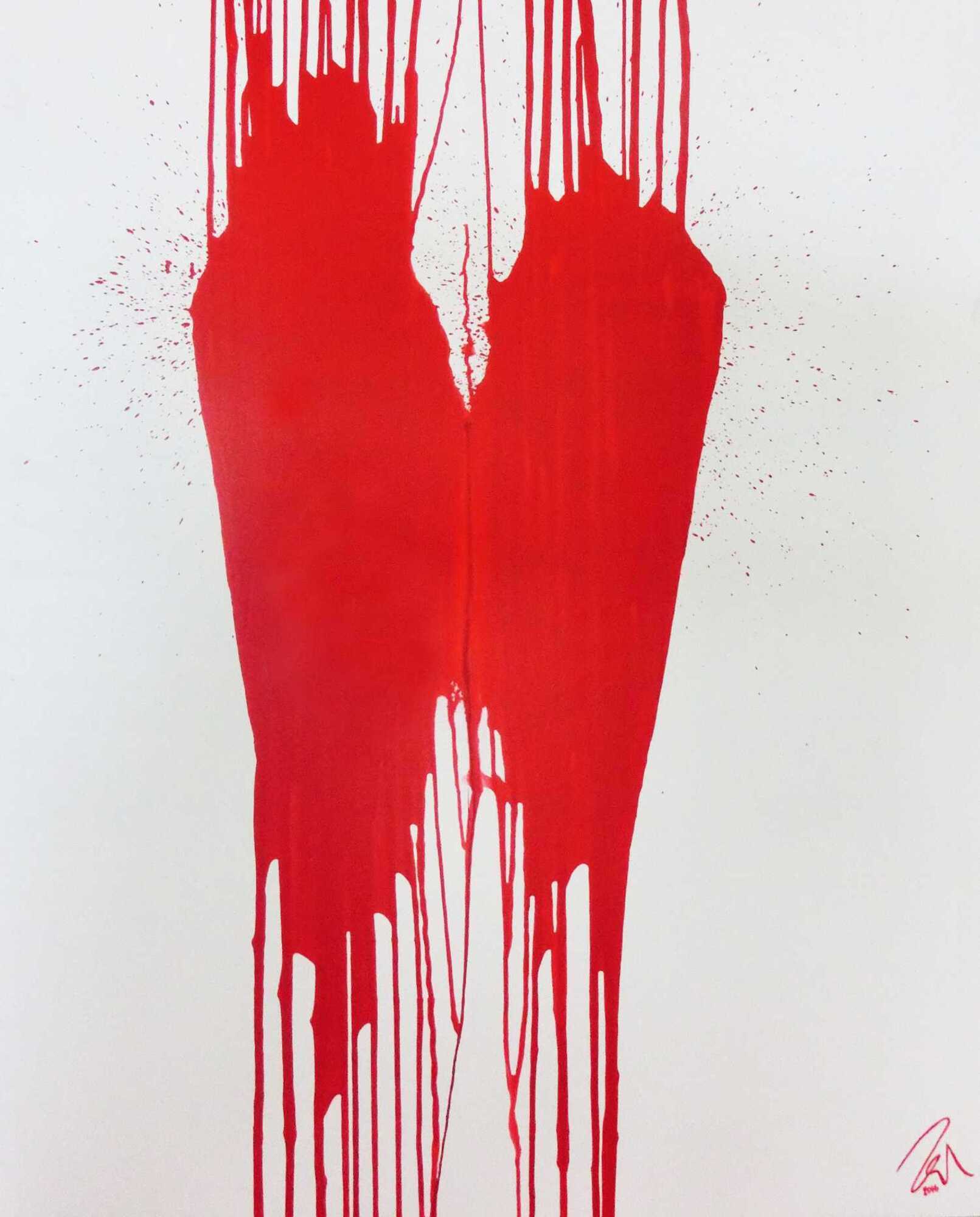 Minimalistisches Acrylbild Gemälde modern abstrakt rot weiß