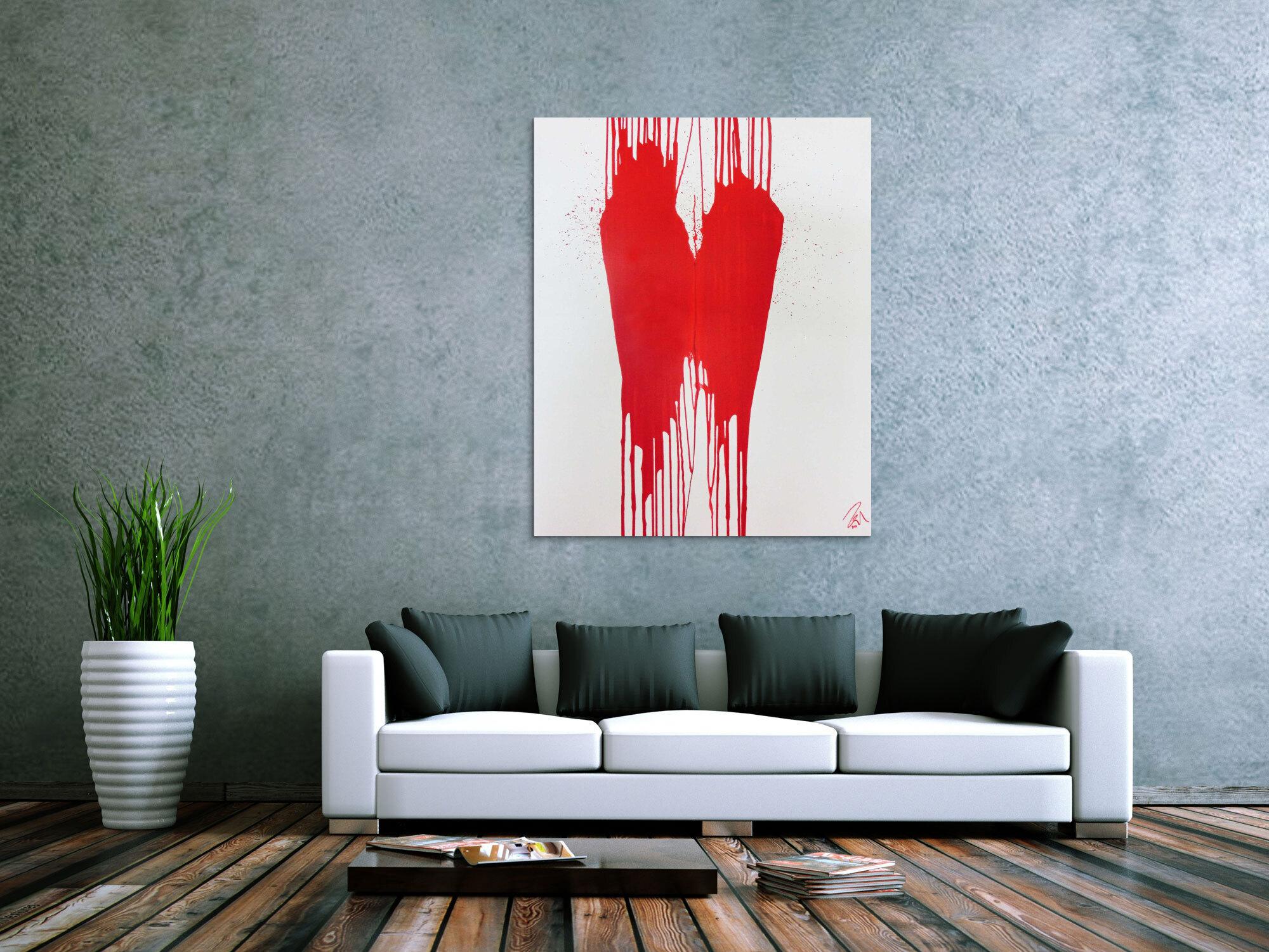 Minimalistisches Acrylbild Gemälde modern abstrakt rot weiß