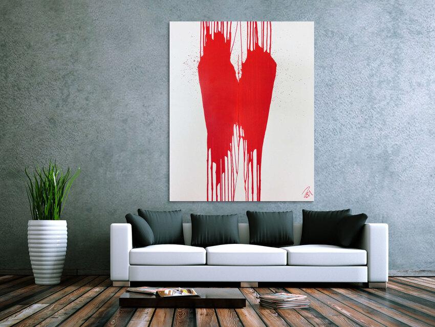 Minimalistisches Acrylbild Gemälde modern abstrakt rot weiß