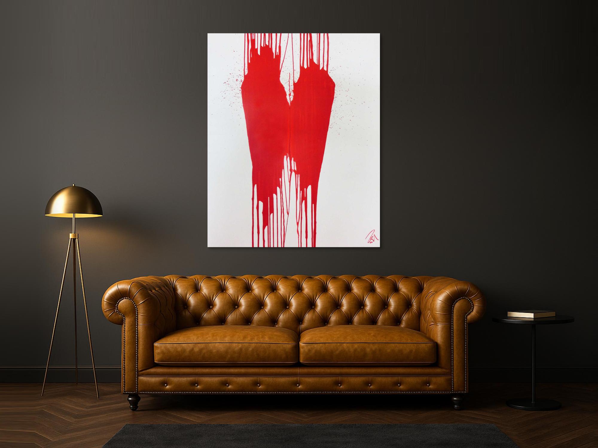 Minimalistisches Acrylbild Gemälde modern abstrakt rot weiß