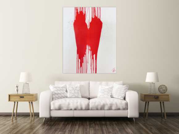 Minimalistisches Acrylbild Gemälde modern abstrakt rot weiß