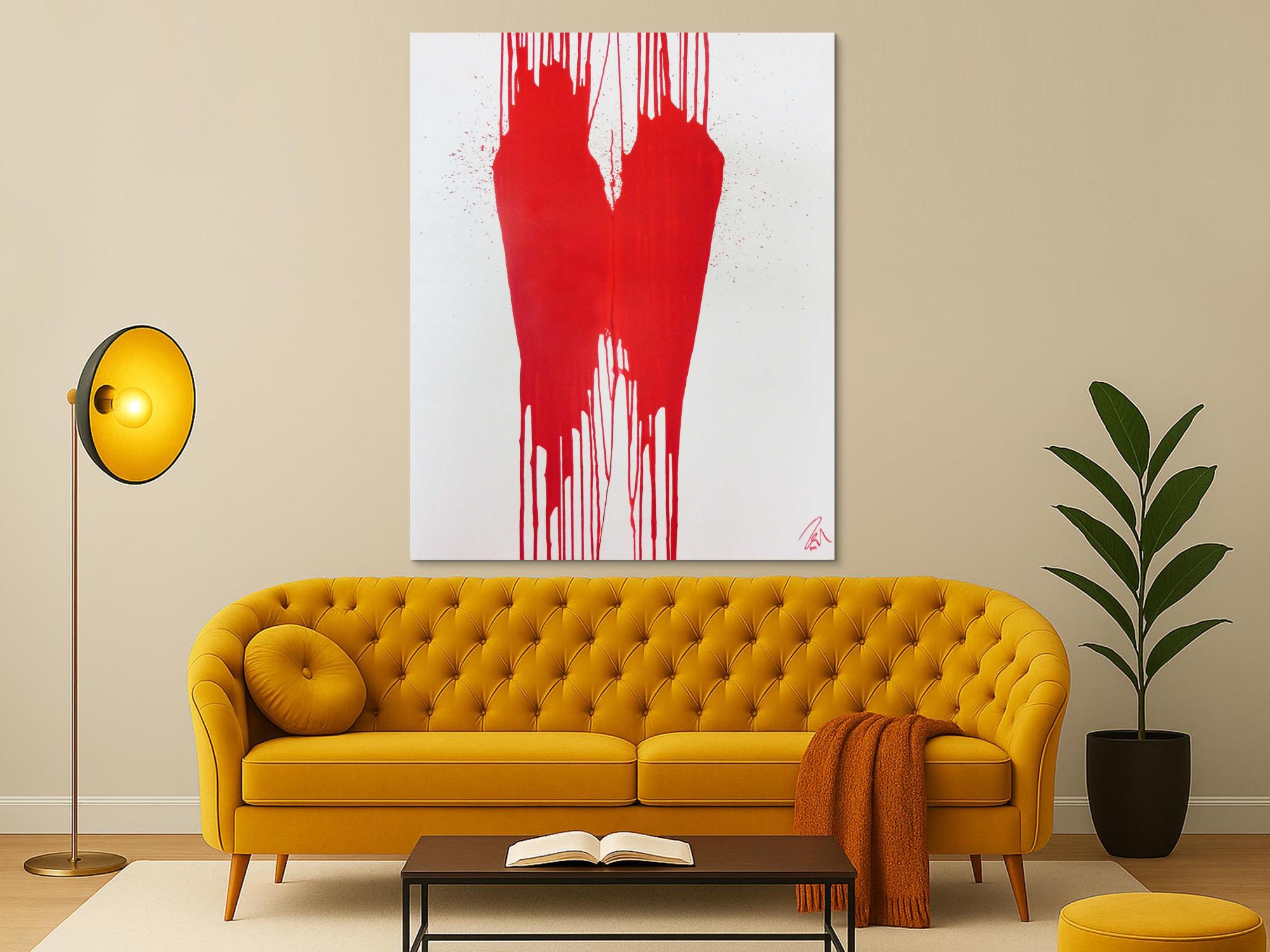 Minimalistisches Acrylbild Gemälde modern abstrakt rot weiß