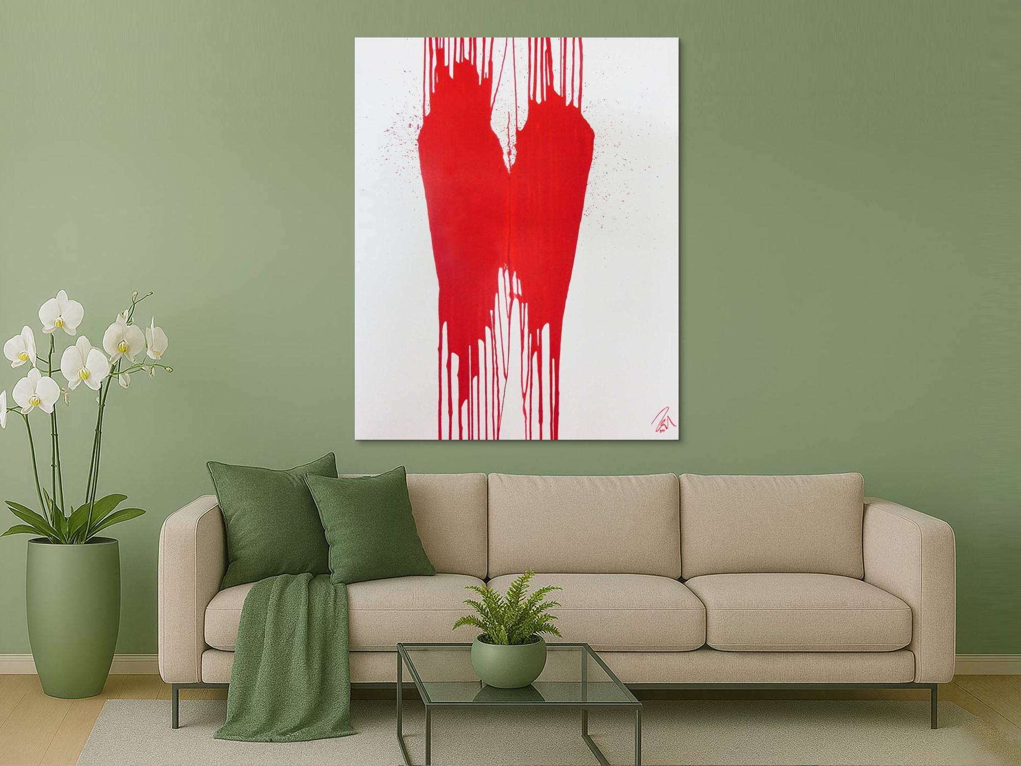 Minimalistisches Acrylbild Gemälde modern abstrakt rot weiß