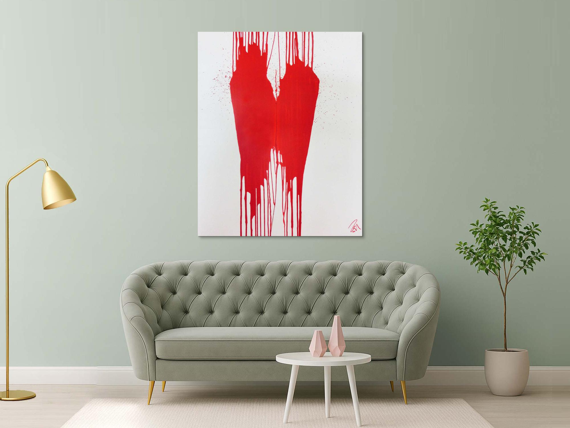 Minimalistisches Acrylbild Gemälde modern abstrakt rot weiß